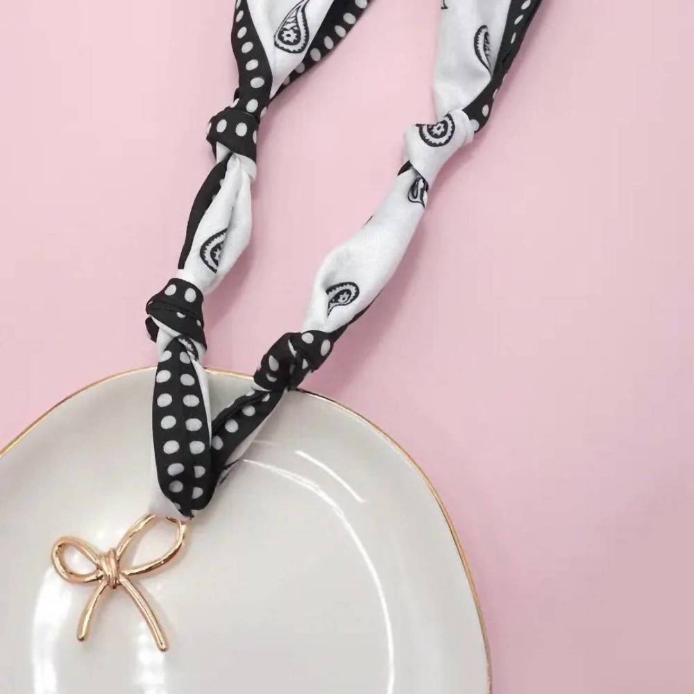 NEW JOSSLYN BY WALL TO WALL women's paisley dotted knotted scarf layering neckla